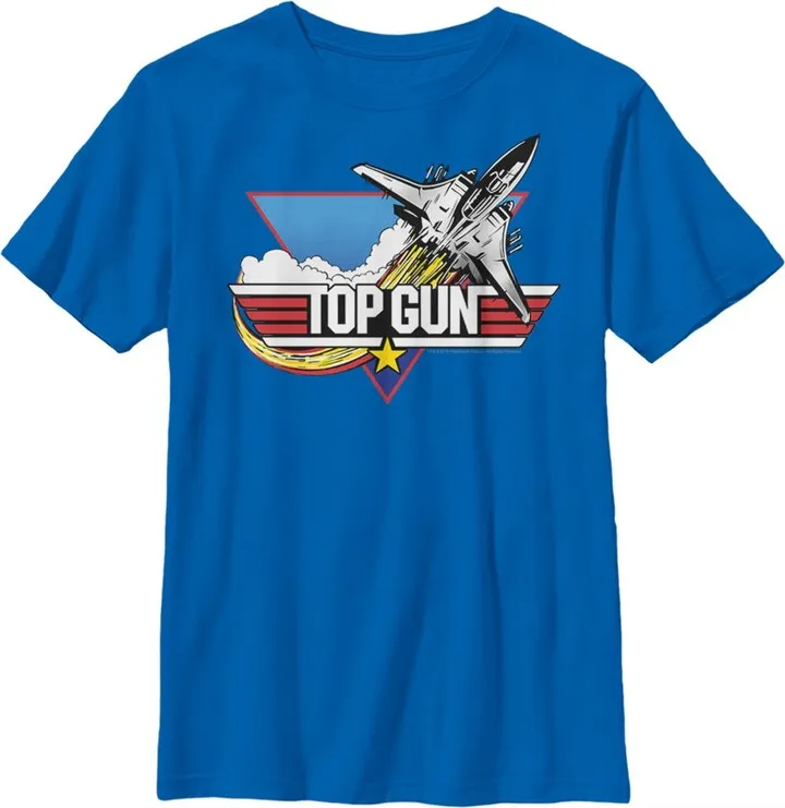 Boy's Top Gun Fighter Jet Logo T-Shirt - Royal Blue - Large