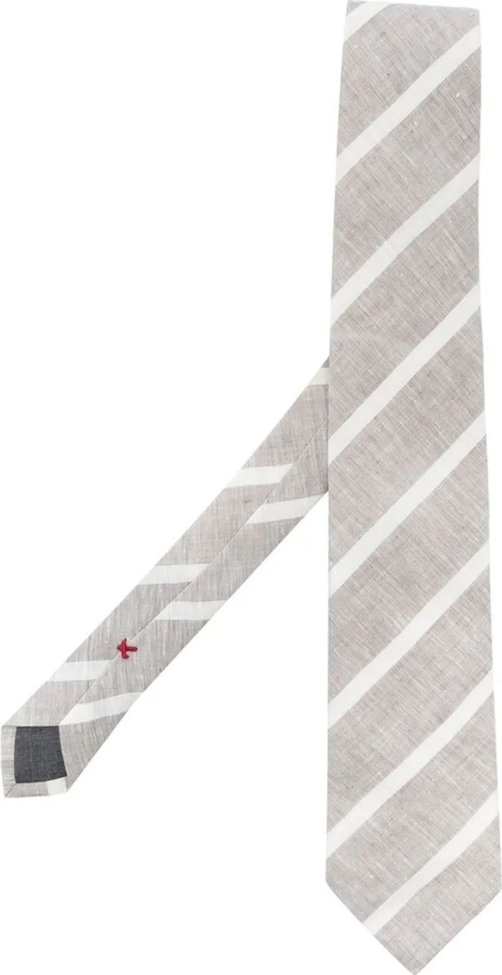 Diagonal-Stripe Linen Tie