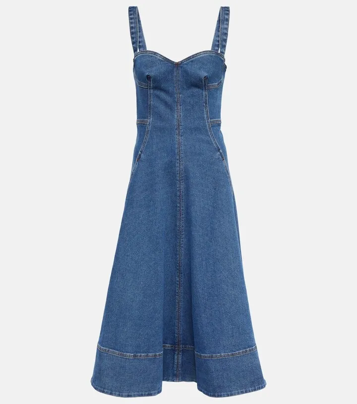Sweetheart denim midi dress