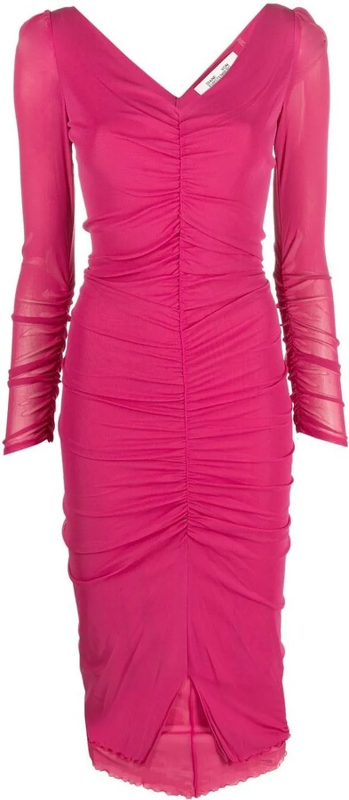 Ruched-Detail Midi Bodycon Dress