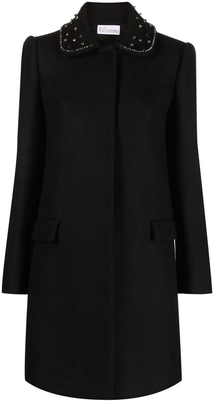 Embellished Collar Single-Breasted Coat