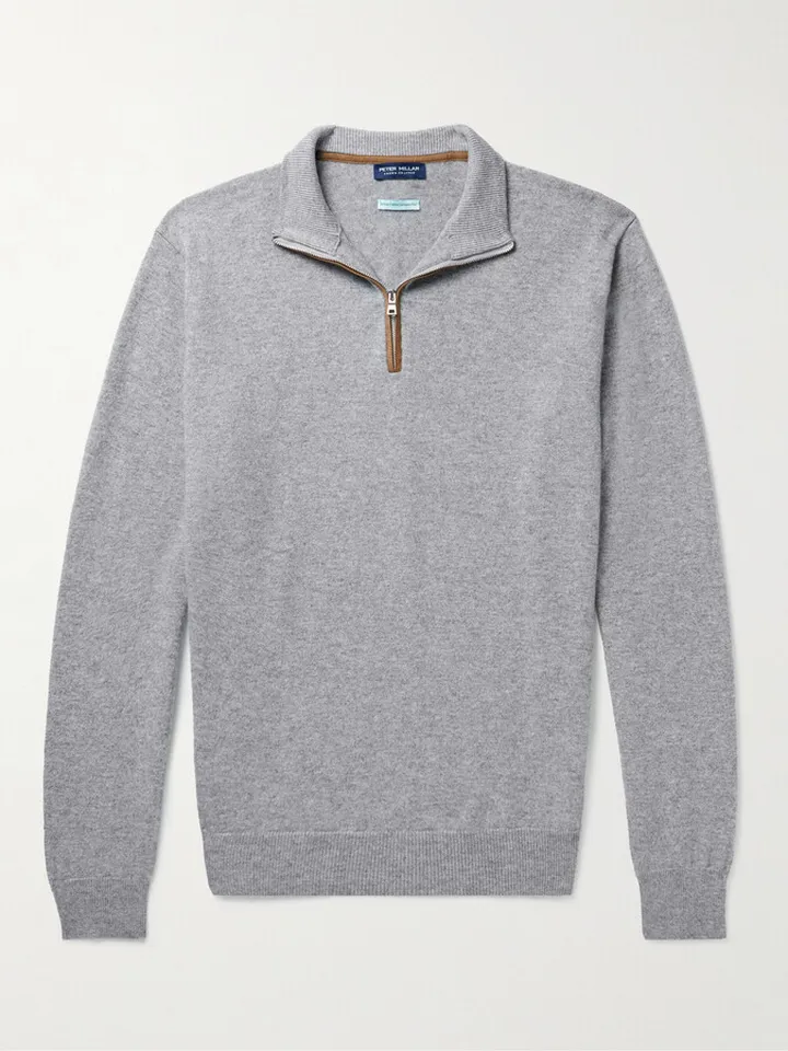 Cashmere-Blend Half-Zip Sweater