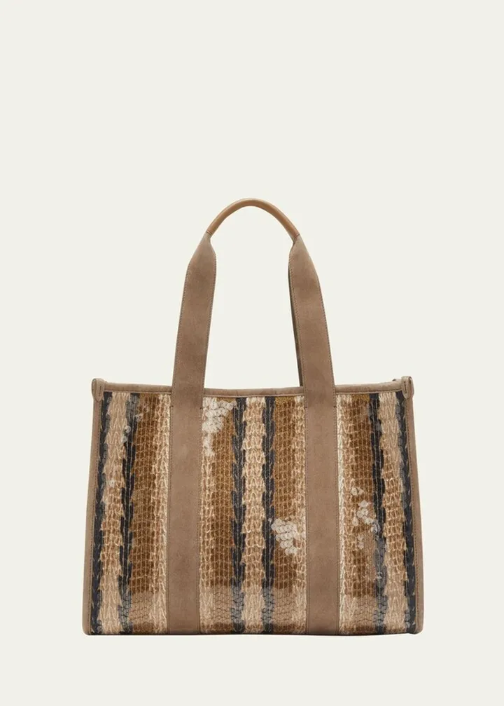 Glamour Striped Sequins Tote Bag