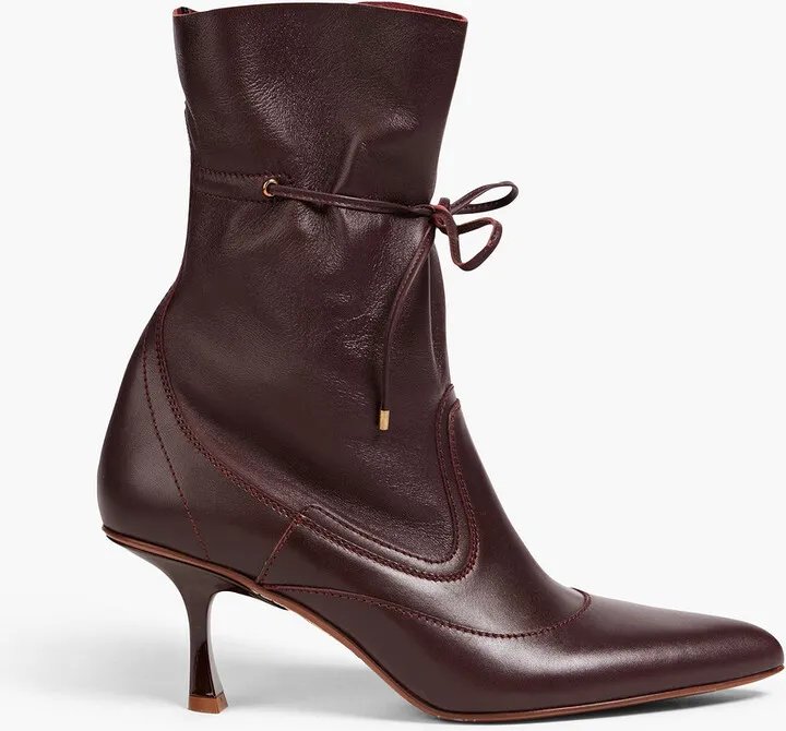 Tie-detailed leather ankle boots