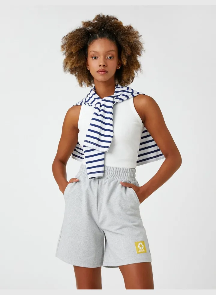 Elastic Waist Pocket Detail Mini Shorts