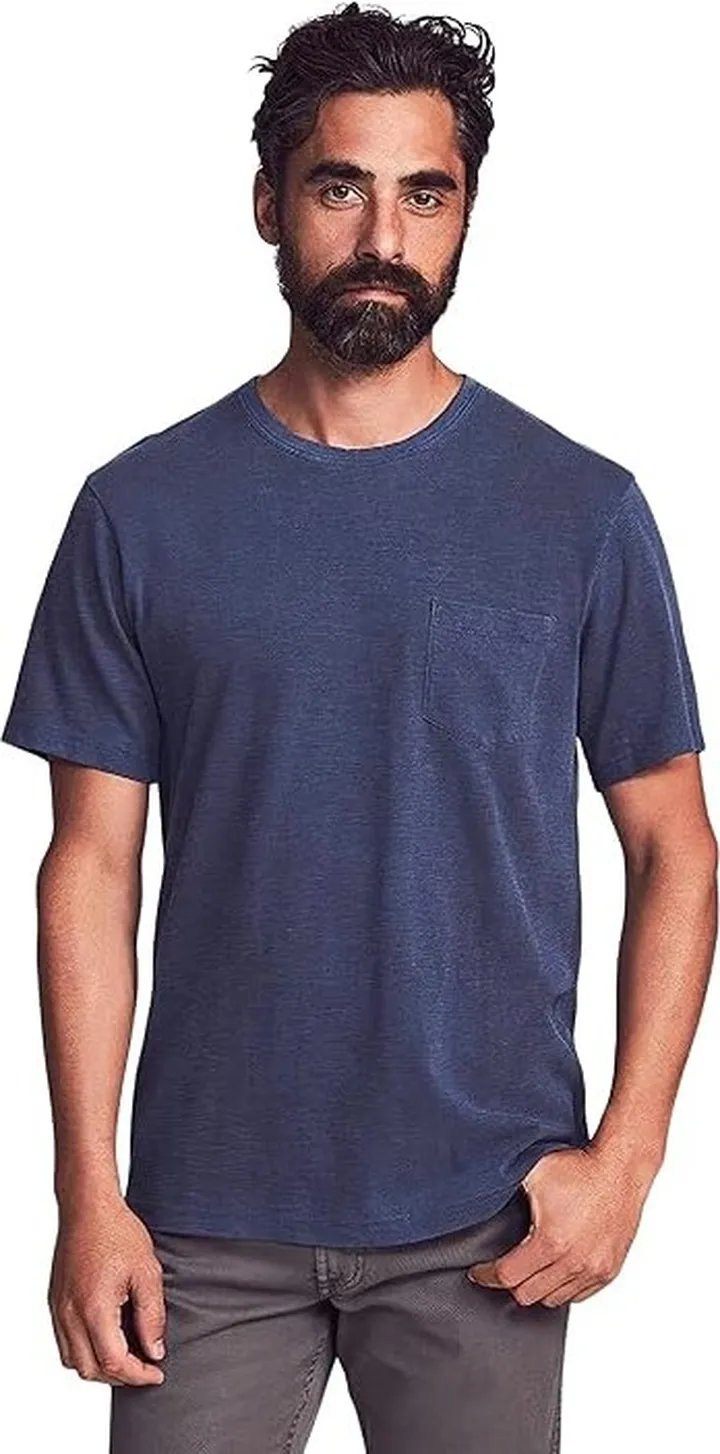 Faherty Sunwashed Pocket Tee (Navy 1) Men's Clothing