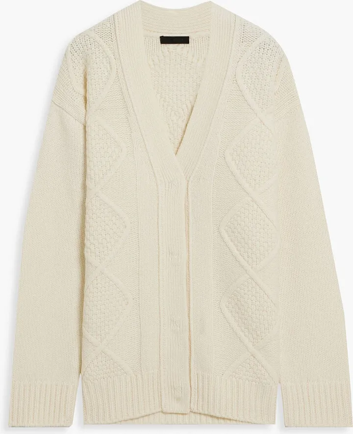 Cable-knit wool cardigan