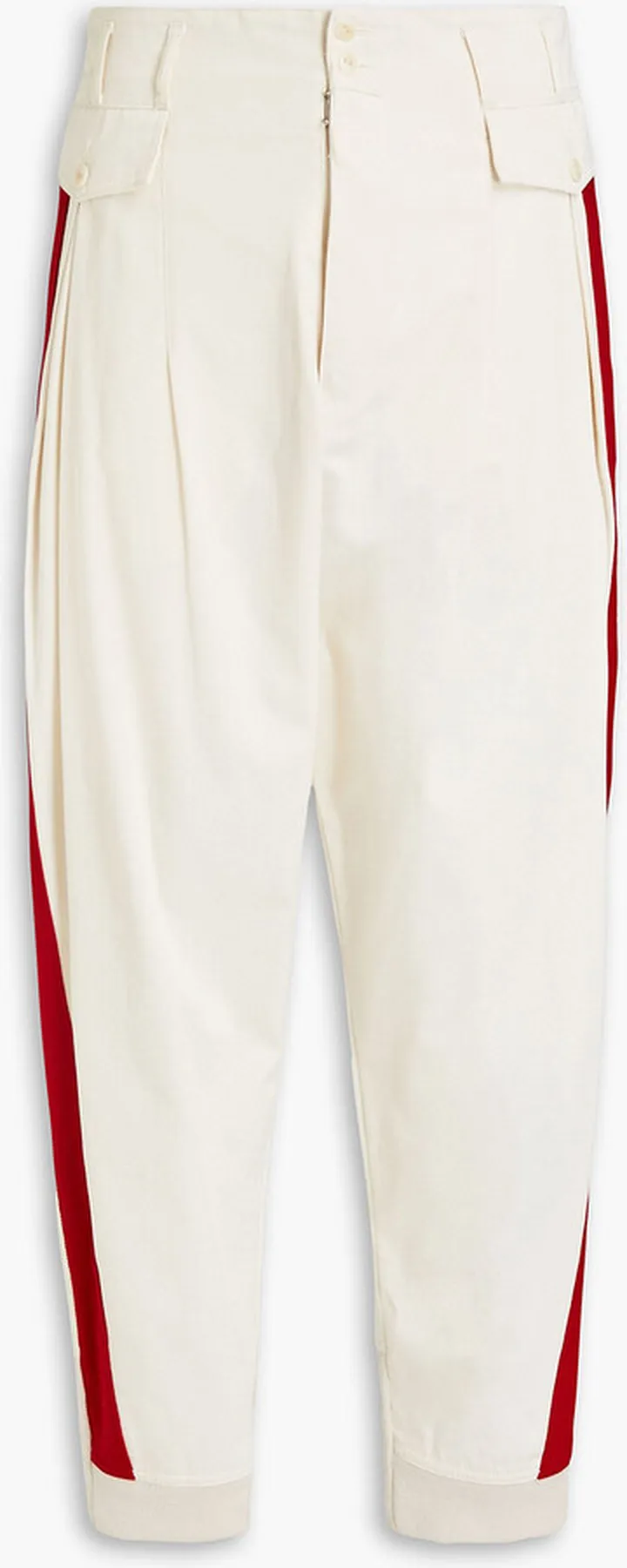 Pleated two-tone cotton-twill pants