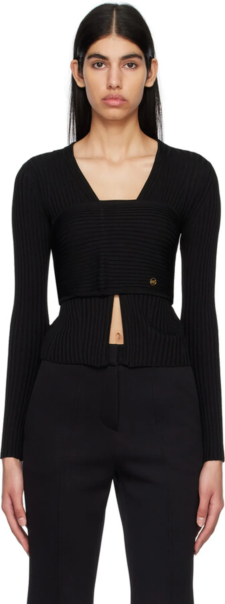 Recto Black Two-Way Cardigan