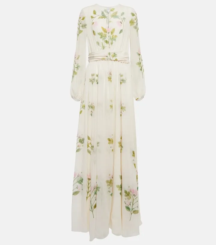 Floral silk georgette gown