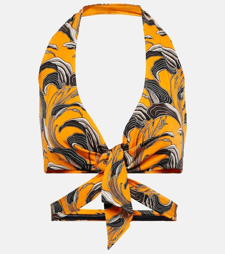 Printed halterneck crop top