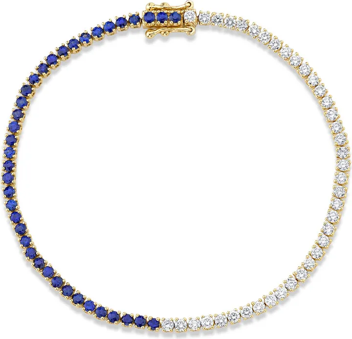 Women's 18k Yellow Gold Diamond and Blue Sapphire Hepburn Bracelet