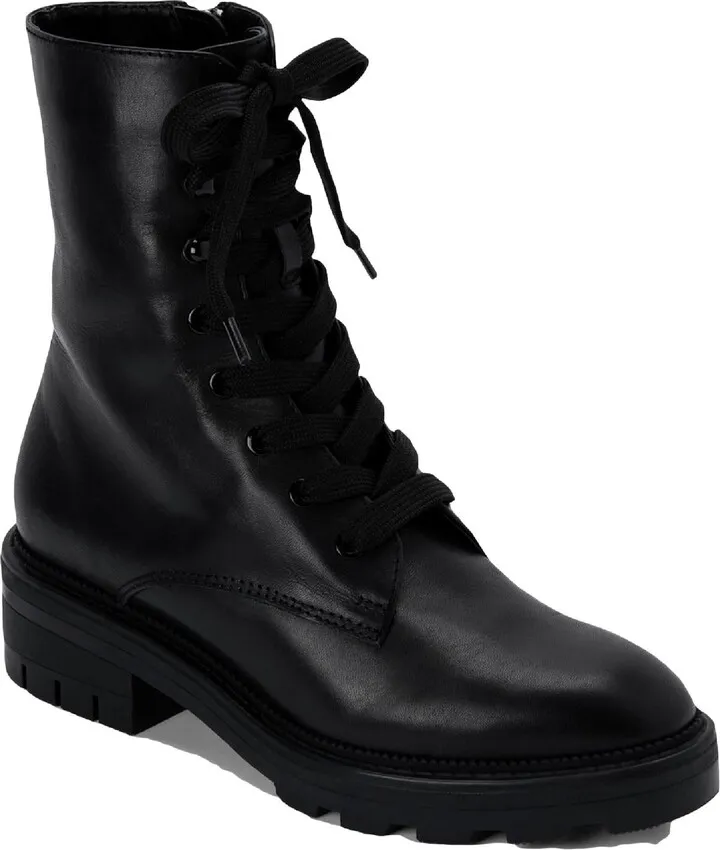 Lottie Womens Zipper Lug Sole Combat & Lace-up Boots