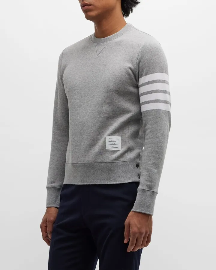 Men's Classic Crewneck Sweatshirt with Striped Sleeve