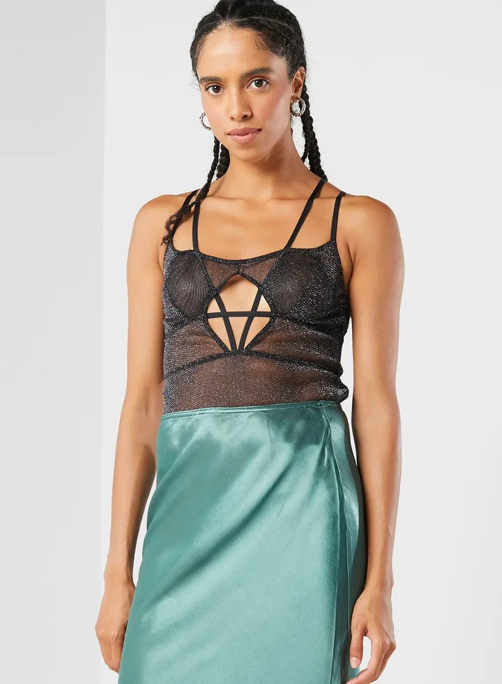 Strappy Mesh Detail Bodysuit