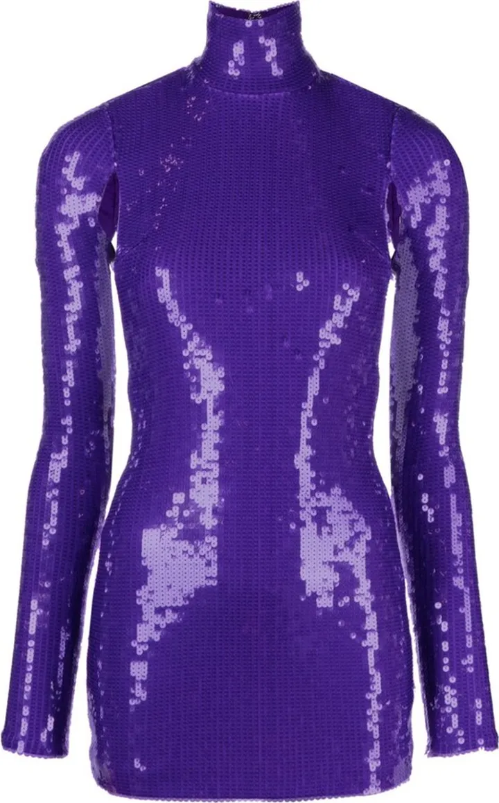 Purple Sequin Embellished Mini Dress