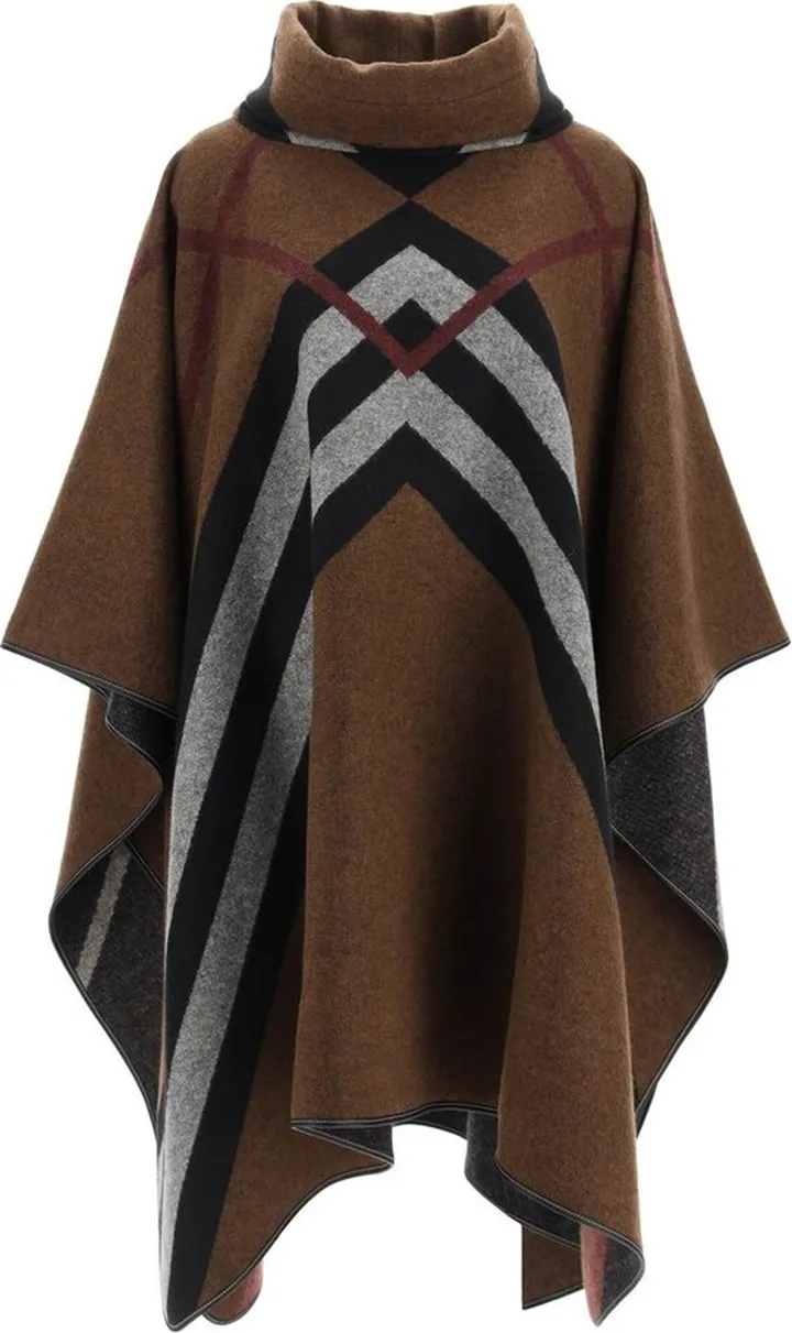 Burberry Hooded Check Detailed Poncho