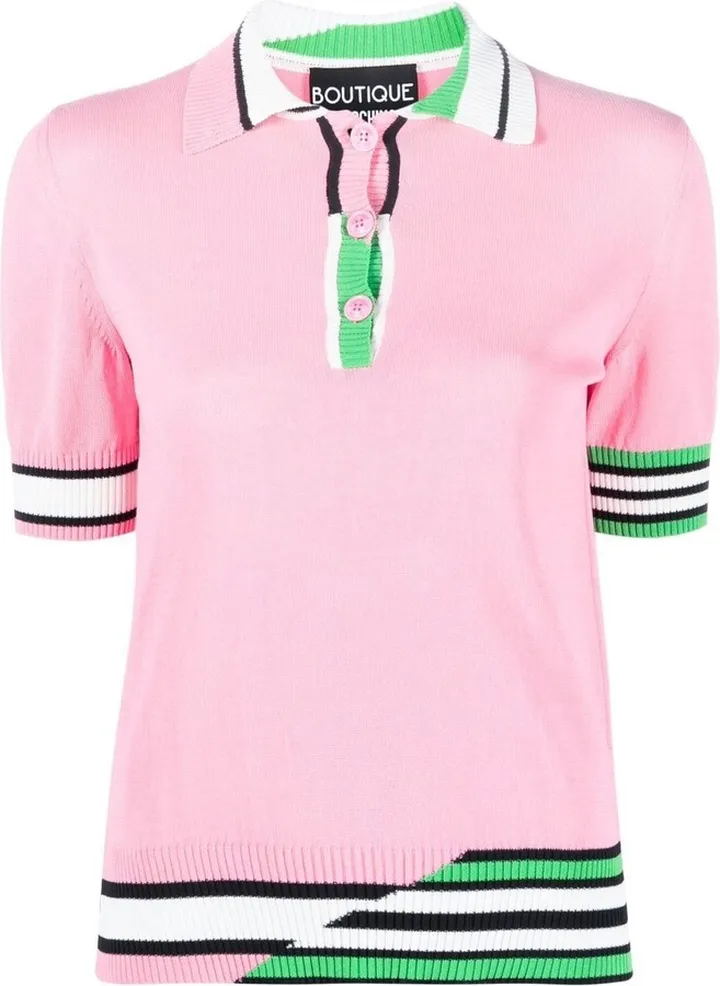 Stripe-Trimmed Knitted Polo Shirt