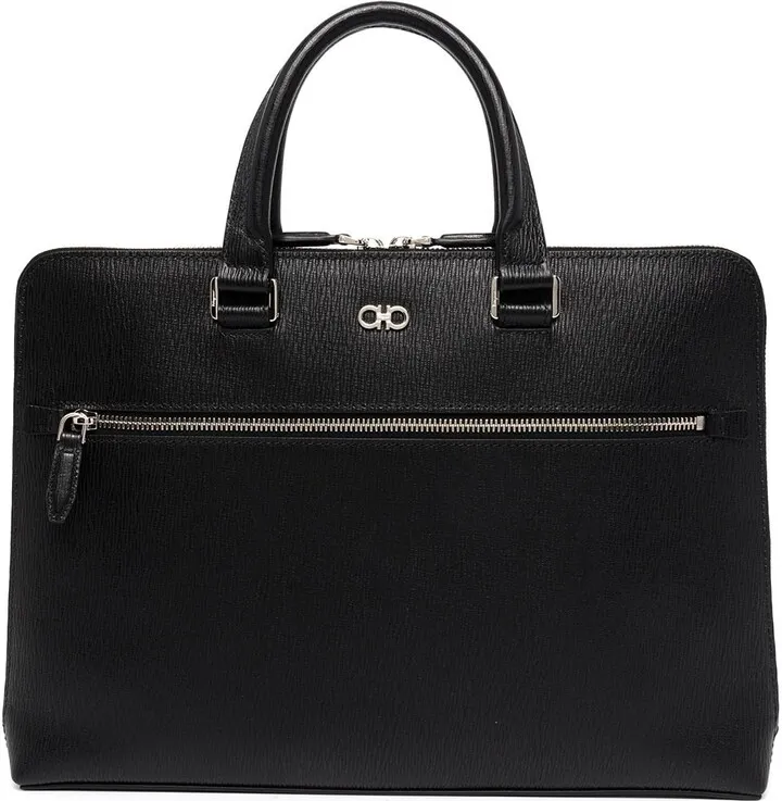 Gancini leather business bag