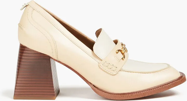 Quincy embellished two-tone leather loafers