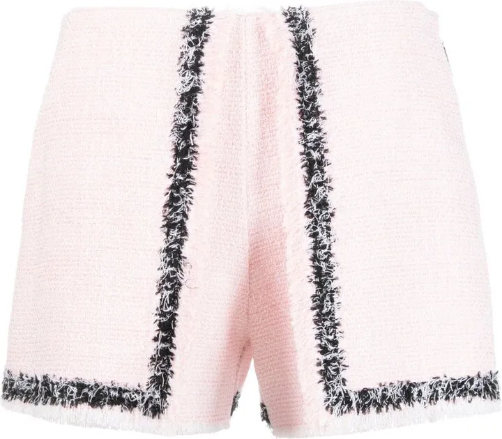 Frayed-Edge Tweed Mini Shorts