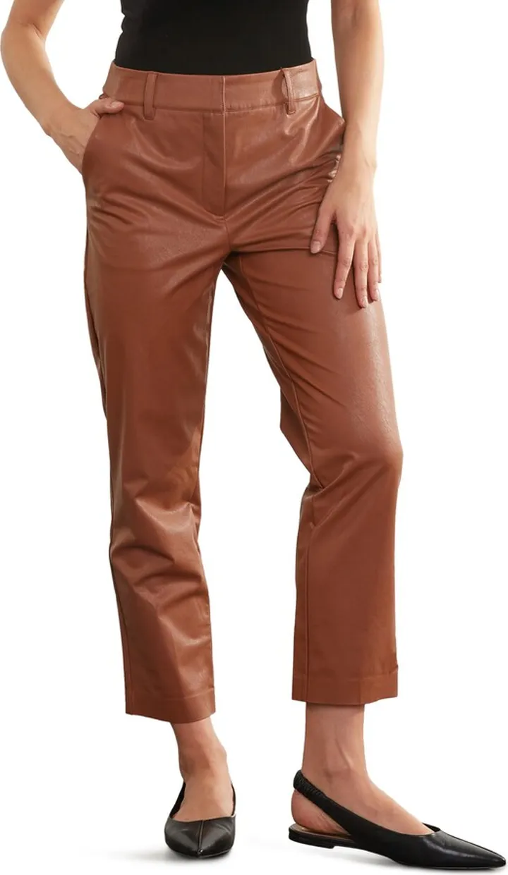 Crop Tapered Faux Leather Trousers