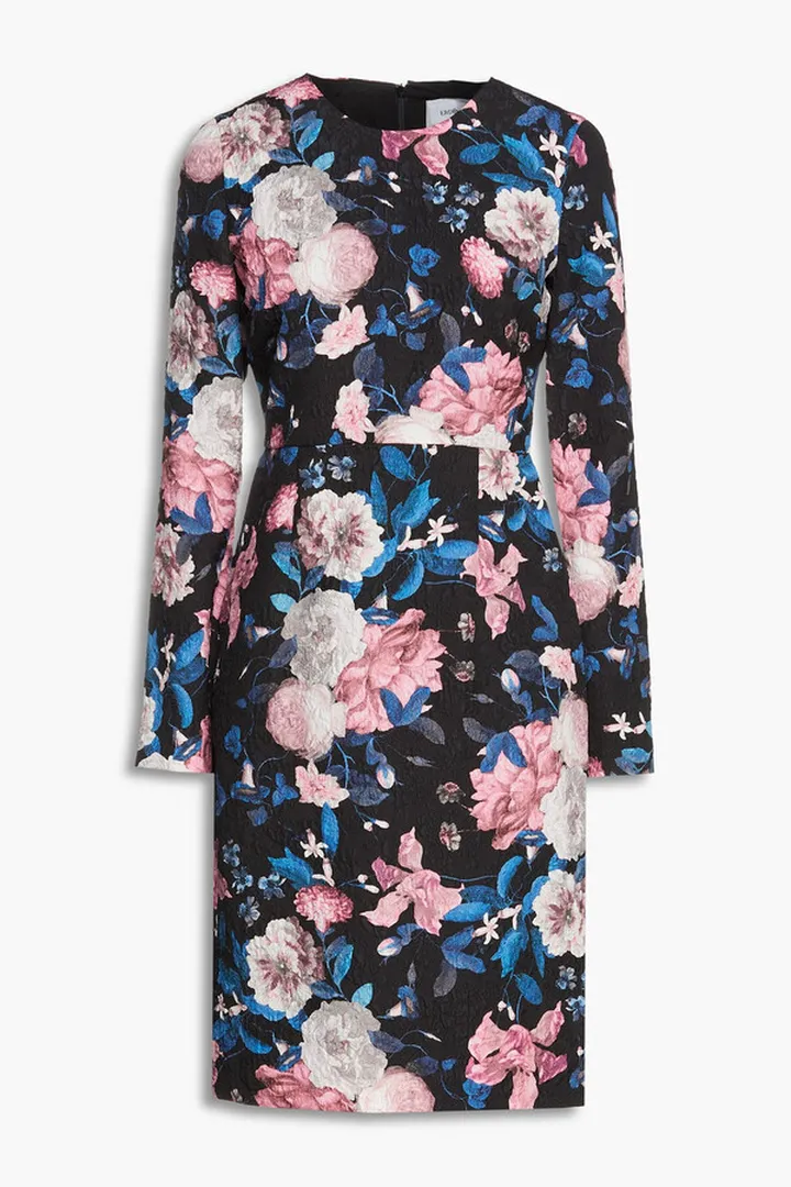 Evita floral-print cloqué-jacquard dress