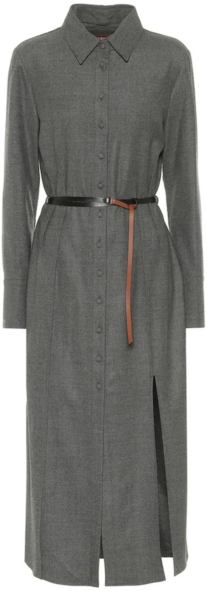 Edith belted wool shirt dress