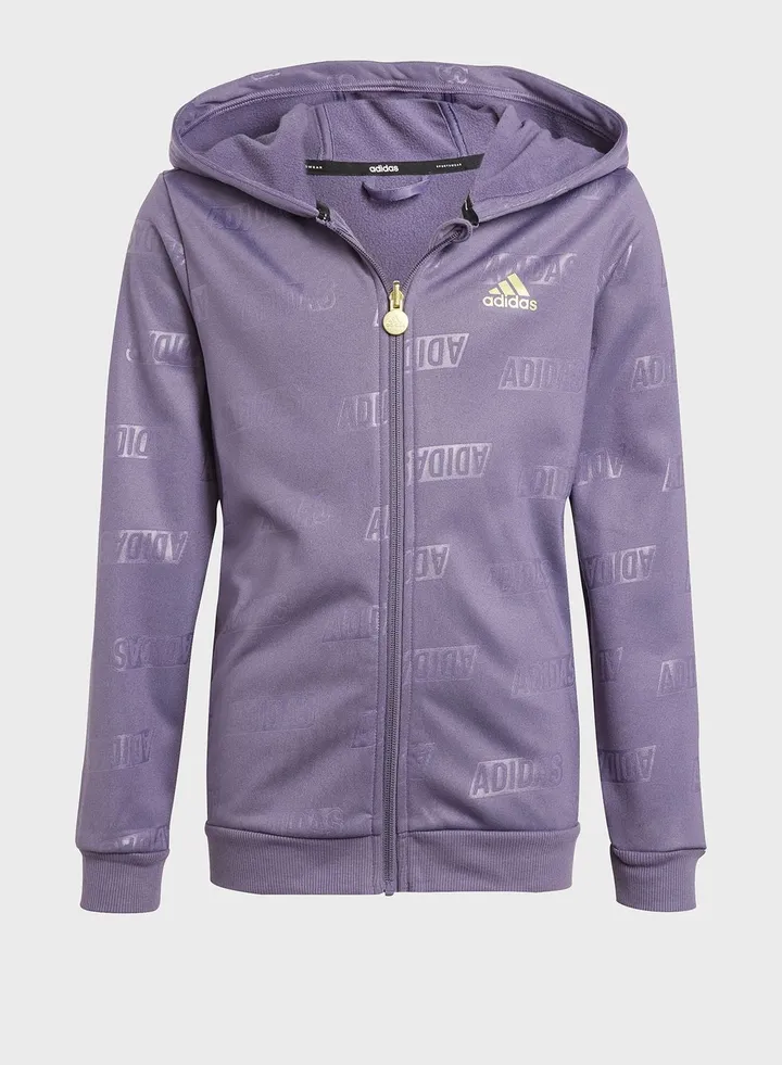 Brand Love Allover Print Full-Zip Hoodie Kids
