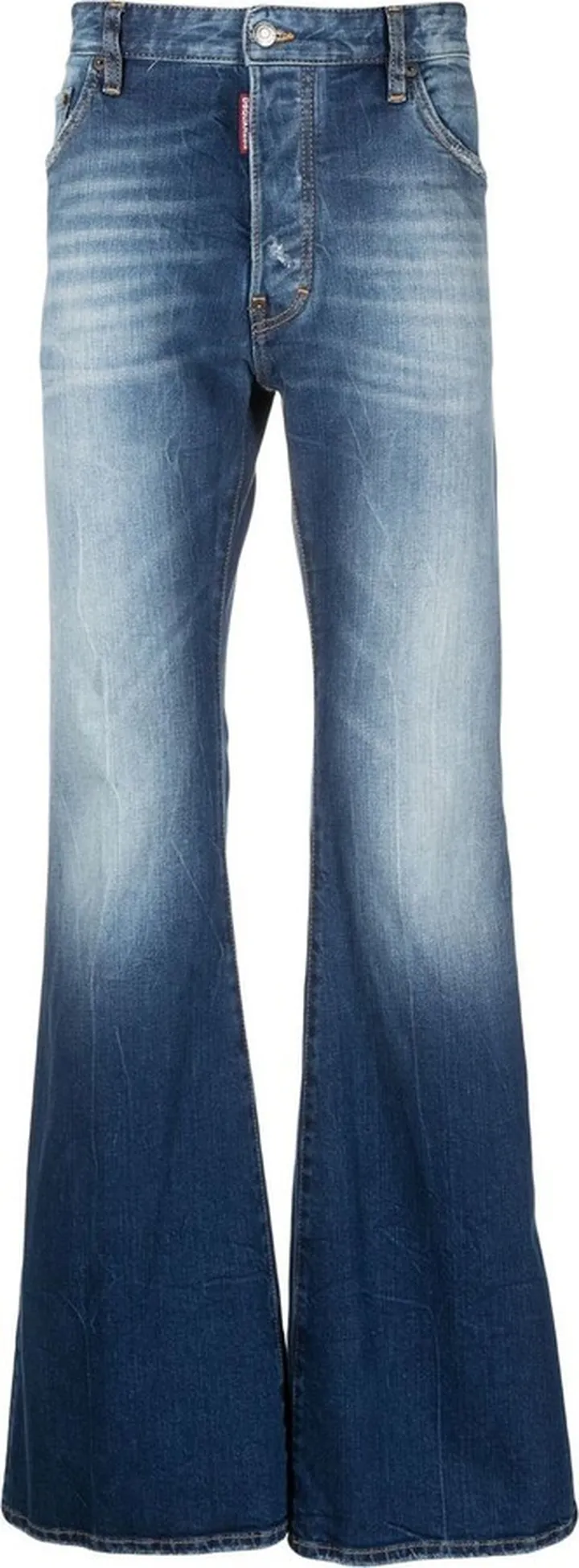 Faded-Effect Wide-Leg Jeans