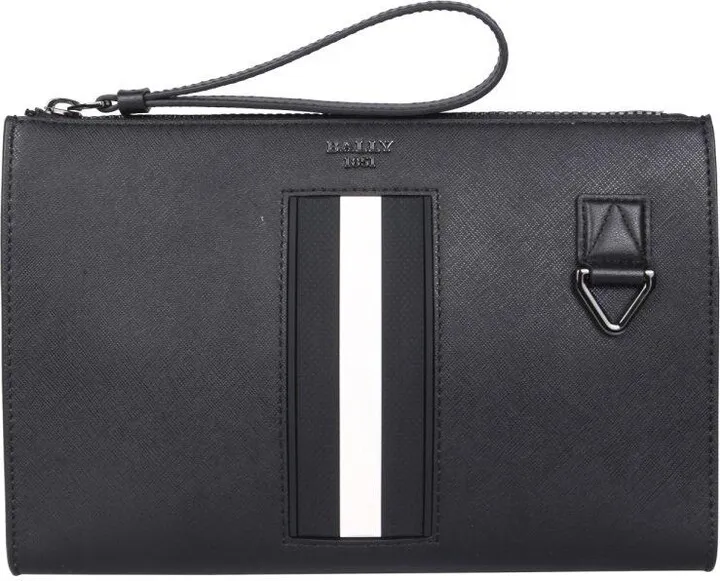 Logo Plaque Wrist Strapped Clutch Bag