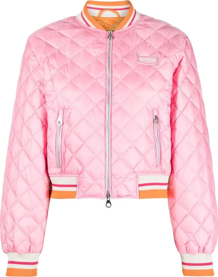 Diamond-Quilted Bomber Jacket