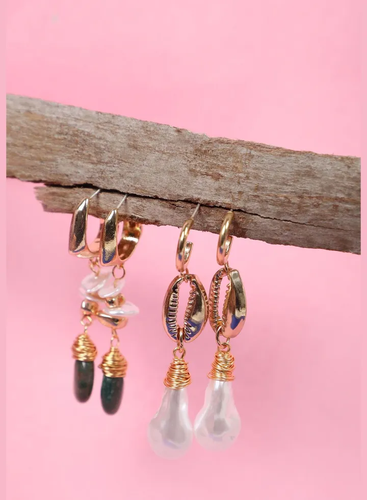 Pack of 2 Gold Plated Designer Drop Earring