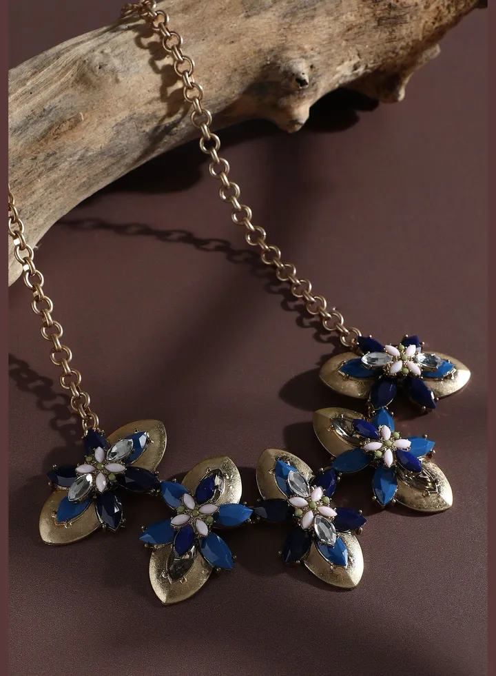 Gold Plated Designer Stone Party Necklace For Women