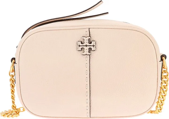 Hammered leather shoulder bag with embossed logo on the front