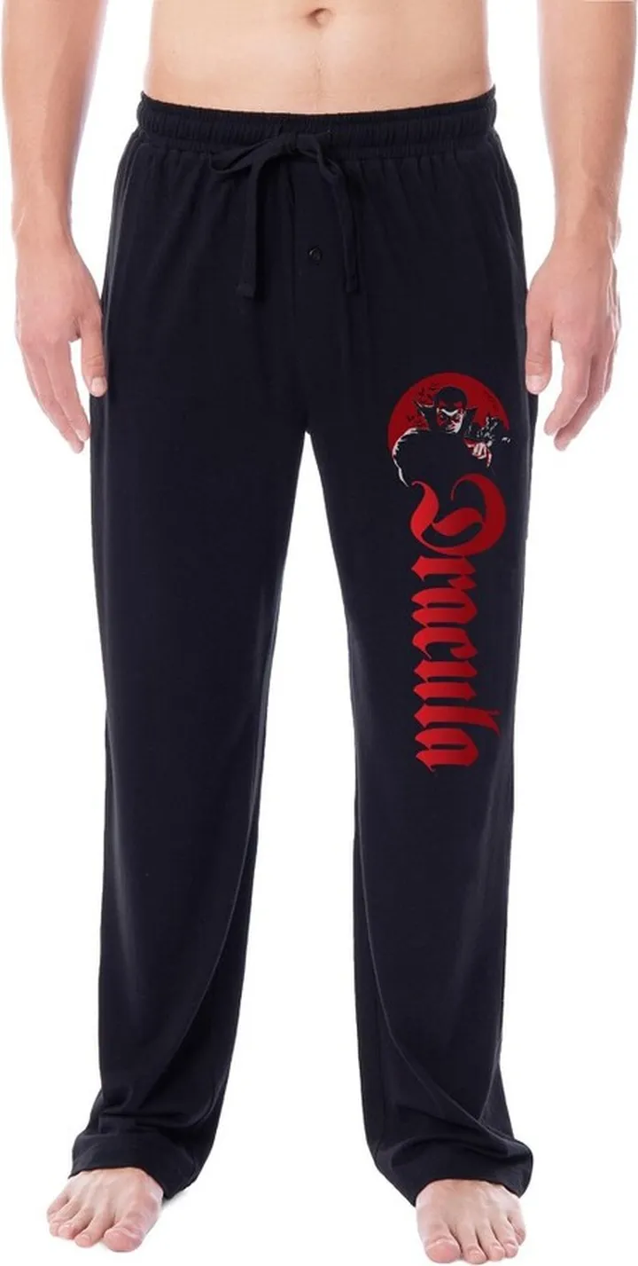 Universal Monsters Mens' Dracula Character Halloween Sleep Pajama Pants (Medium) Black