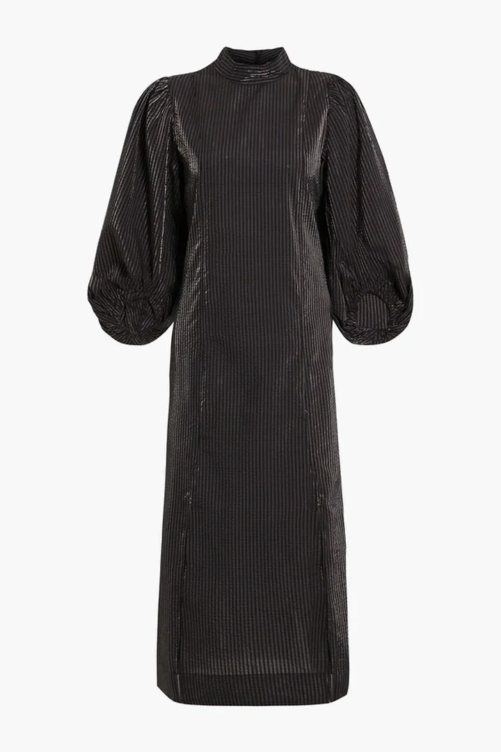 Checked seersucker midi dress