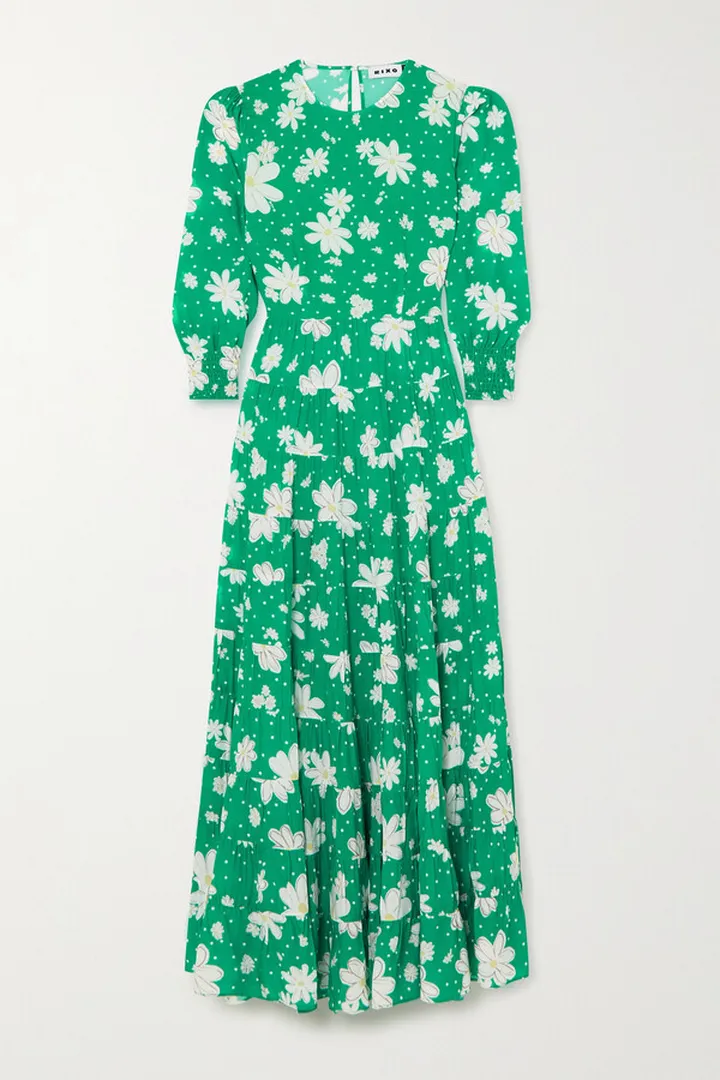 RIXO - Kristen Tiered Floral-print Voile Maxi Dress - Green