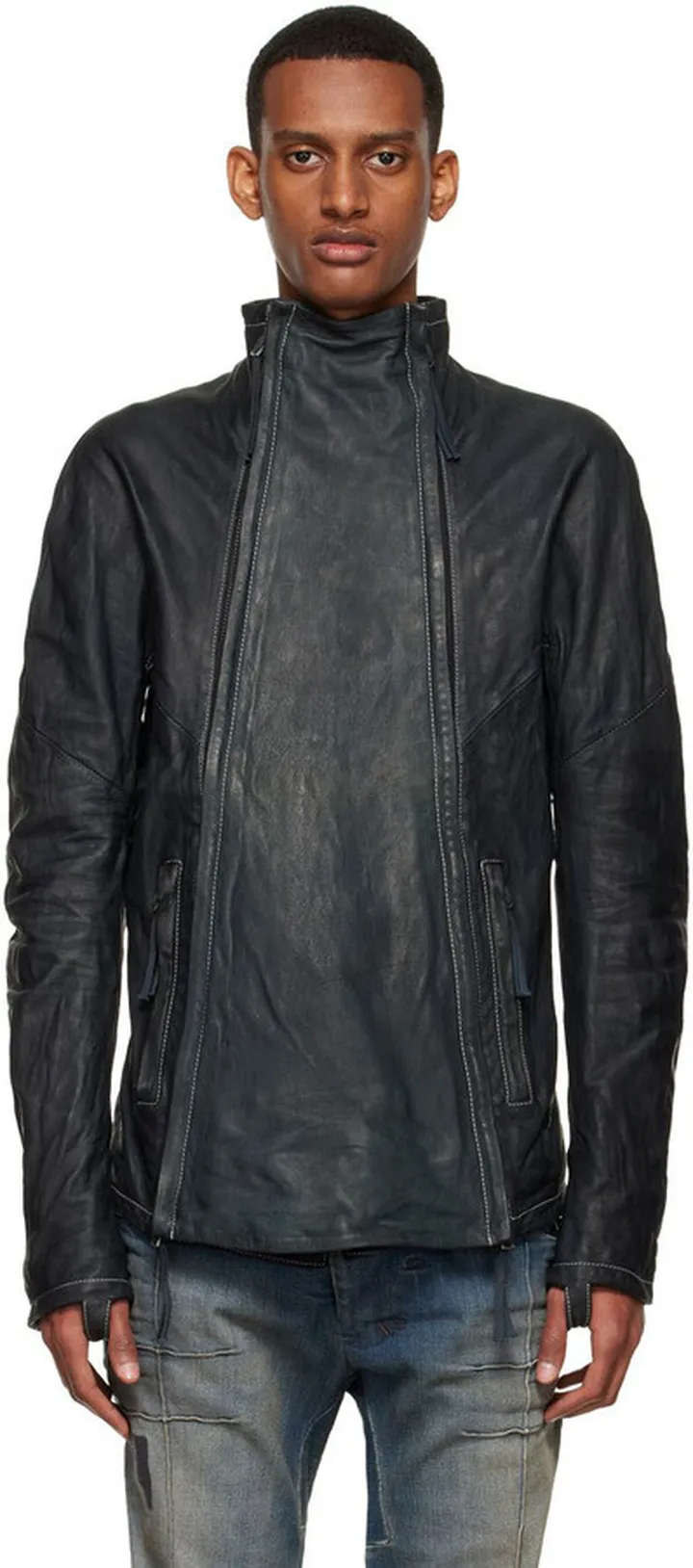 Boris Bidjan Saberi SSENSE Exclusive Grey Horse Leather Jacket