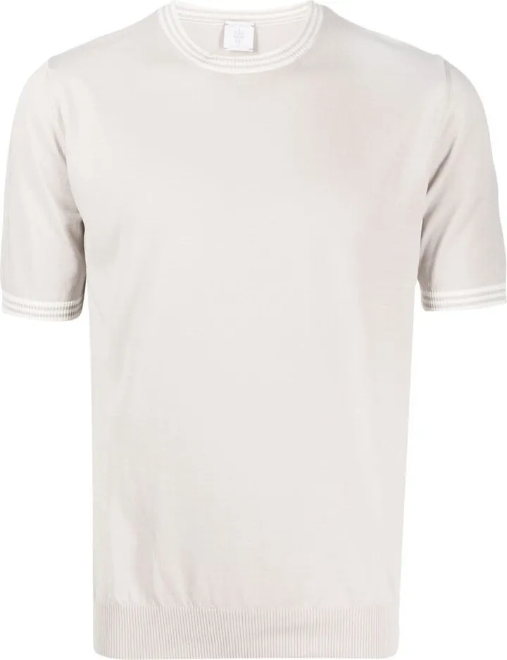 stripe-trim fine knit T-shirt