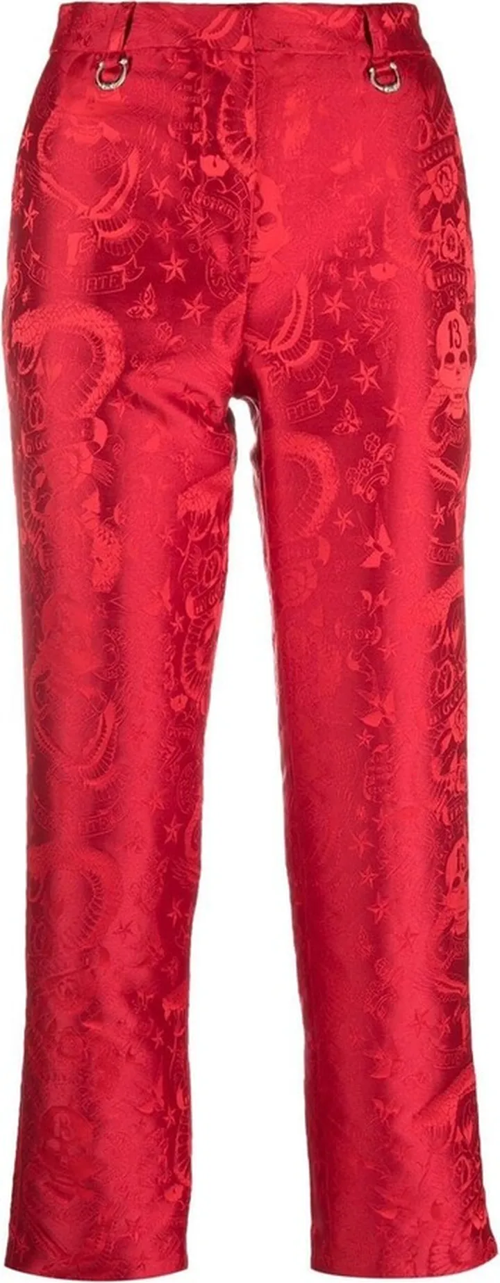 Pattern-Jacquard Cropped Trousers