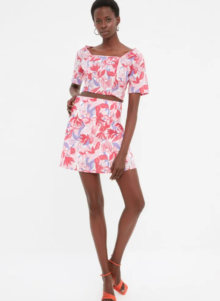 High Waist Printed Skirt