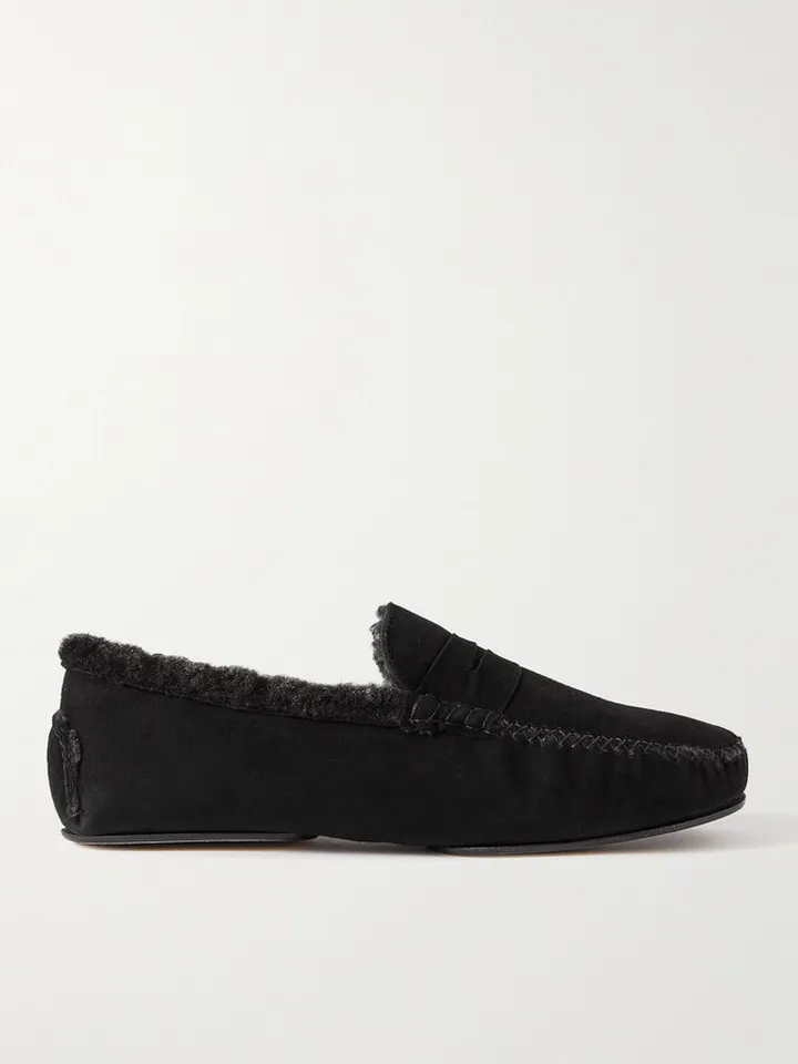 Kensington Shearling-Lined Suede Slippers