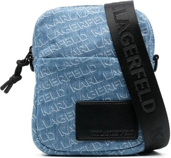 Logo-Patch Monogram-Pattern Shoulder Bag