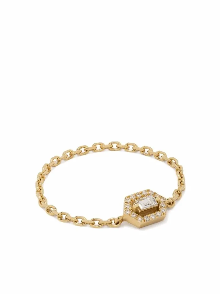 18kt yellow gold Sparkle chain diamond ring