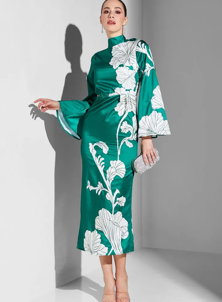 Floral High Neck Dress
