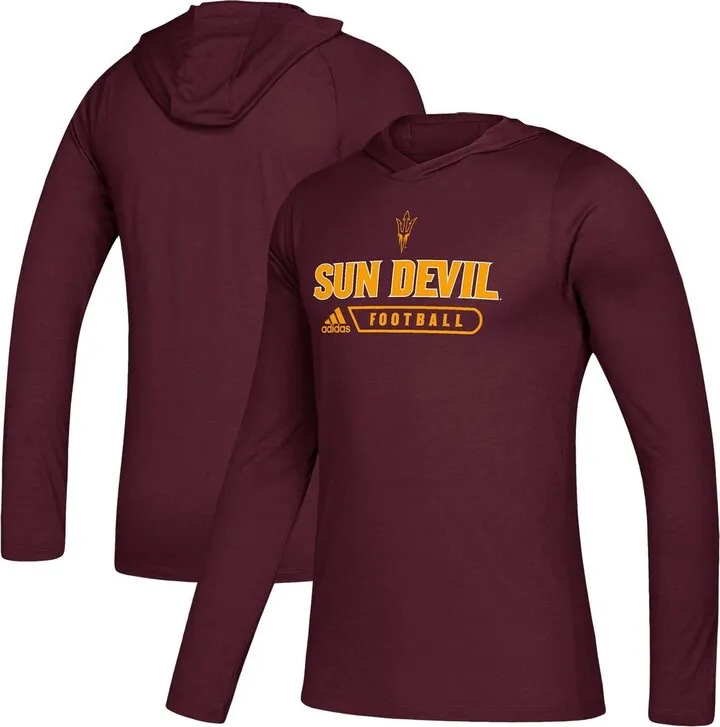 Men's adidas Maroon Arizona State Sun Devils Sideline Authentic Aeroready Hoodie Long Sleeve T-shirt
