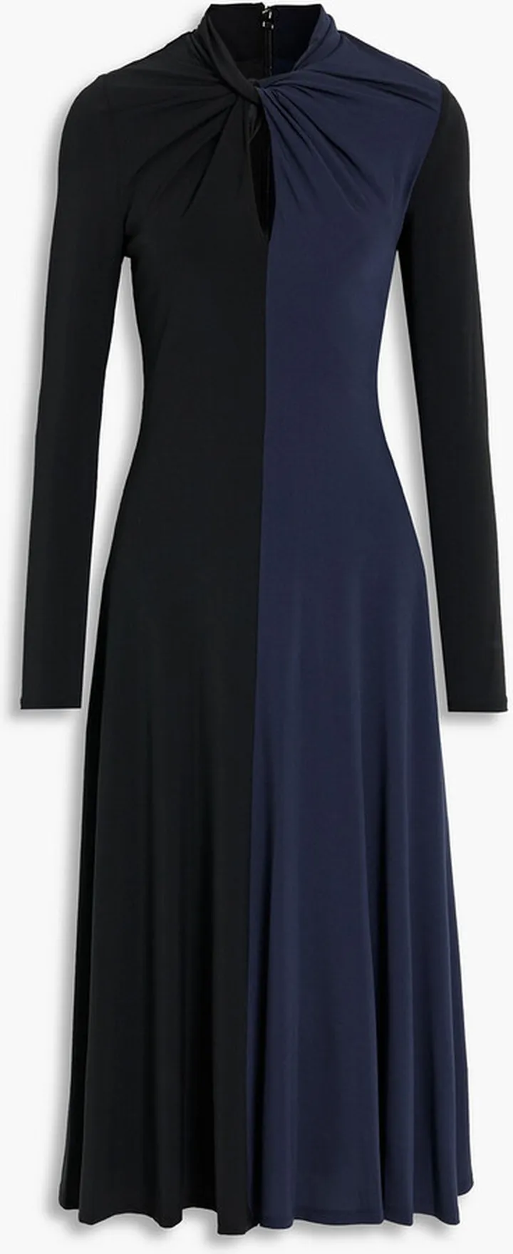 Adelina two-tone stretch-jersey midi dress