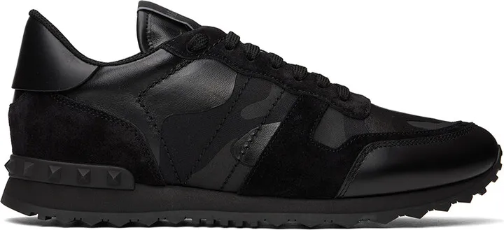 Valentino Garavani Black Camouflage Rockrunner Sneakers