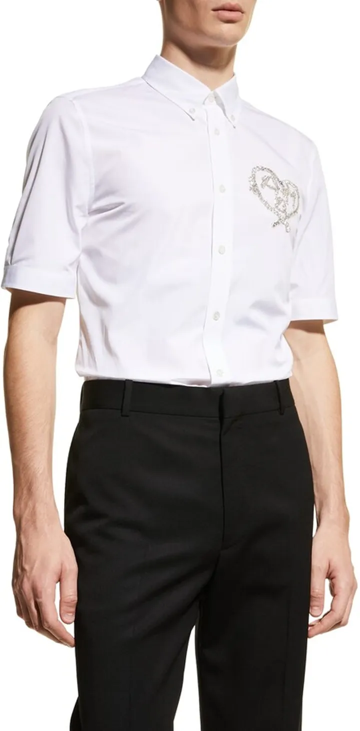 Men's Crystal-Embellished Logo Sport Shirt